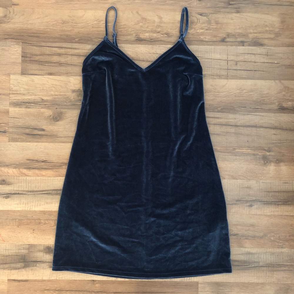 Blue velvet dress XS
